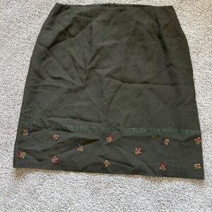 Embroidered Wool blend skirt Floral Bead Work Casual Corner Womens 14